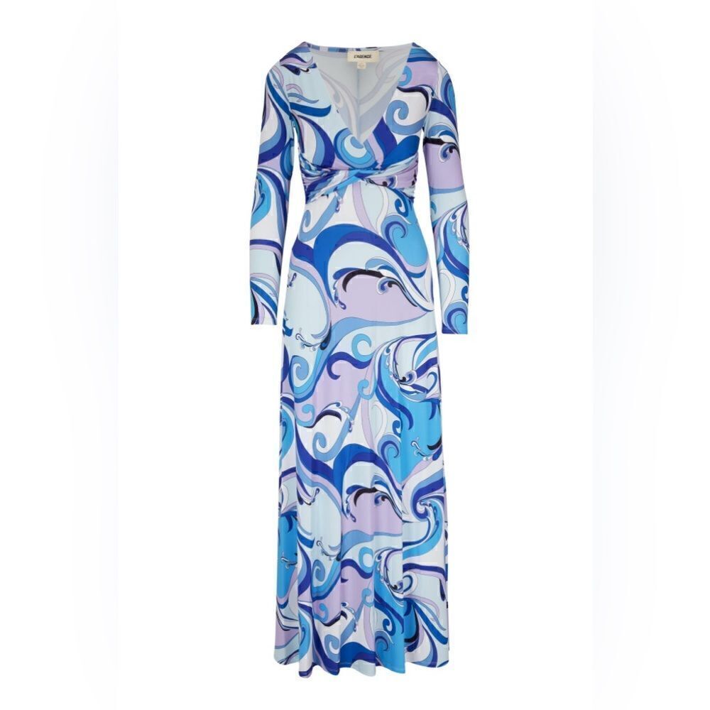 L'AGENCE Nolita Twist Front Maxi Dress Medium Provence Blue NWT XS - Picture 2 of 7